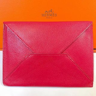 エルメス(Hermes)の正規品☆エルメス ミルファイユ シェーブル マルチケース レッドピンク系(名刺入れ/定期入れ)