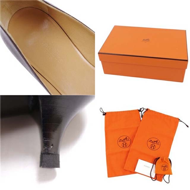 Hermes(エルメス)のエルメス パンプス Hロゴ カーフレザー ヒール シューズ 靴 レディース レディースの靴/シューズ(ハイヒール/パンプス)の商品写真