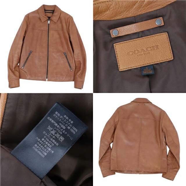 COACH - コーチ ジャケット カウレザー シングル メンズ ジップ COACH - コーチ ジャケット カウレザー シングル メンズ ジップ
