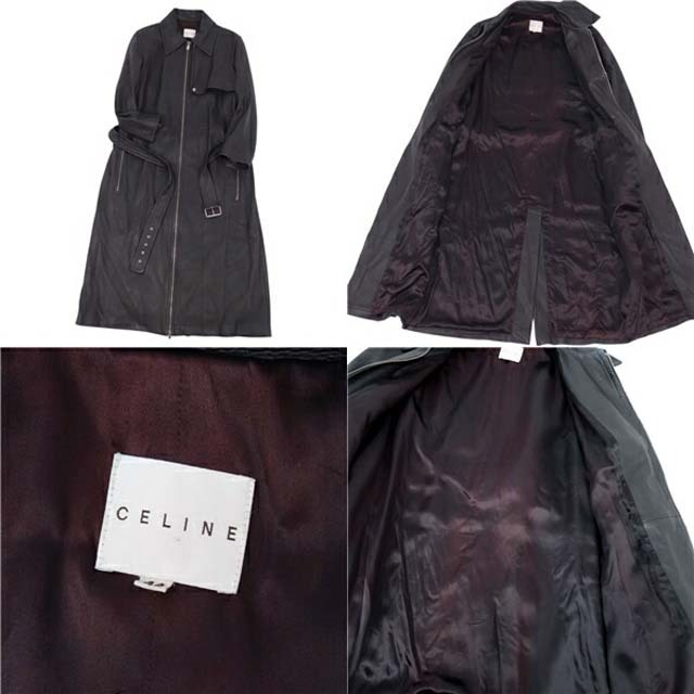 CELINE - セリーヌ コート ディアスキン ジップアップ ロング CELINE - セリーヌ コート ディアスキン ジップアップ ロング