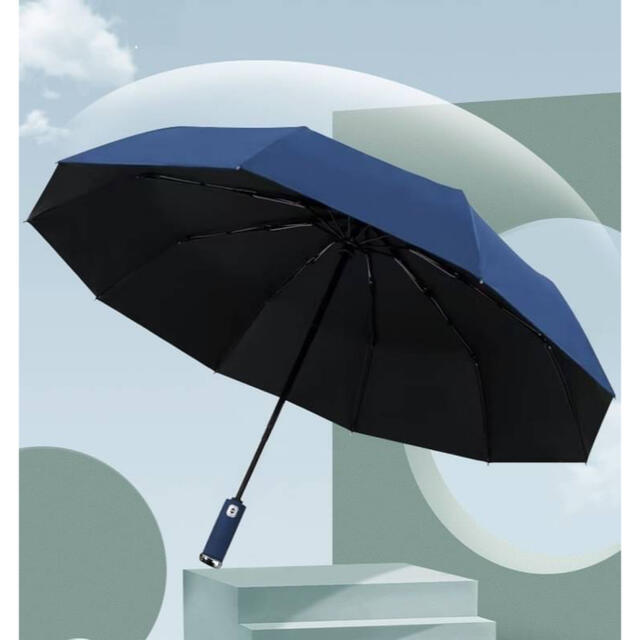 レディース傘　自動開閉 LED 懐中電灯 コンパクト頑丈 10本骨　抹茶グリーン メンズのファッション小物(傘)の商品写真