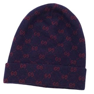 グッチ(Gucci)のグッチ 帽子 ニット帽 ニットキャップ GG柄 アルパカ ウール イタリア製(ニット帽/ビーニー)