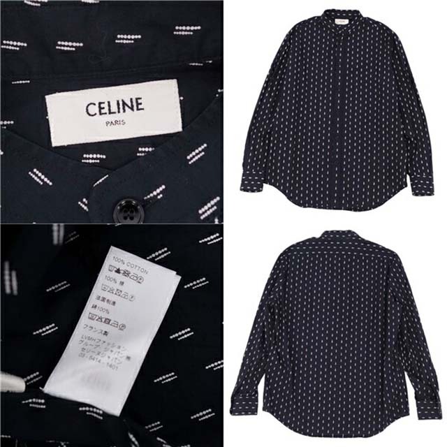 セリーヌ シャツ 19SS スタンドカラー ロングスリーブ 総柄 コットン セリーヌ シャツ 19SS スタンドカラー ロングスリーブ 総柄 コットン