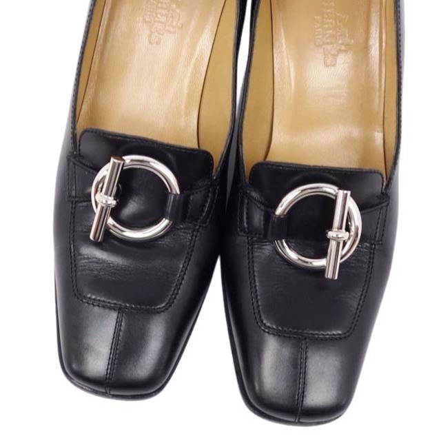 Hermes(エルメス)のエルメス パンプス ヒール グレナン金具 カーフレザー イタリア製 レディース レディースの靴/シューズ(ハイヒール/パンプス)の商品写真