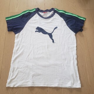 プーマ(PUMA)のPUMA Tシャツ　　160白×紺×緑ライン(Tシャツ/カットソー)