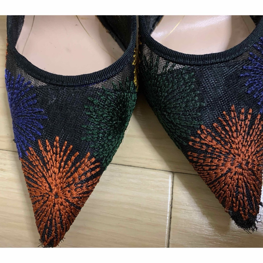 8/8〆◎ナインウエスト薔薇パンプス赤黒ヒール23DIANAザラGUユニクロ好 NINE WEST スタッズパンプス