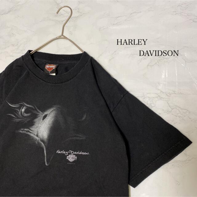 【XLサイズ.USA製】ハーレーダビッドソン 鷹 鷲 ビッグロゴ Tシャツ