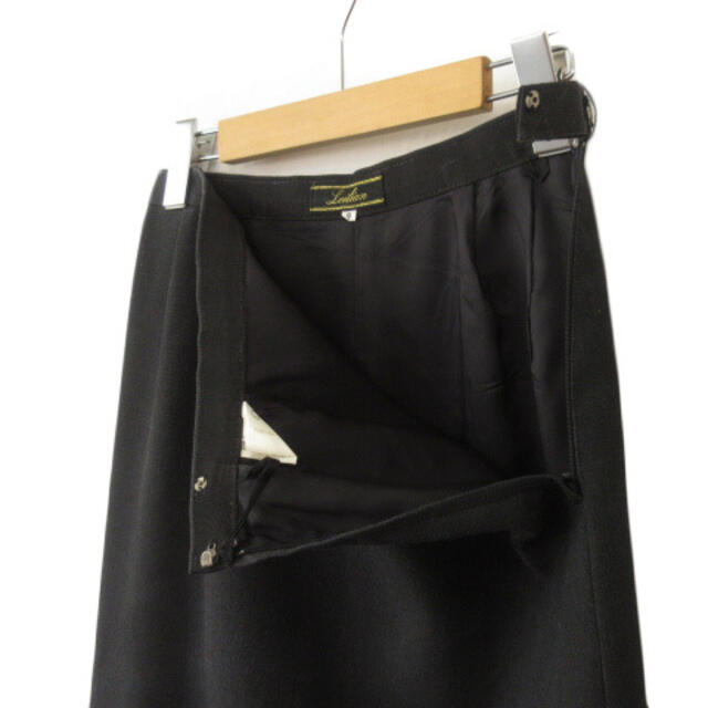 leilian(レリアン)のレリアン Leilian スカート タック スリット リネン混 9 黒 ブラック レディースのスカート(ひざ丈スカート)の商品写真