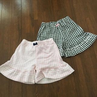 ショートパンツ  95  2枚セット チェック柄 ピンク 黒 女の子 新品(パンツ/スパッツ)