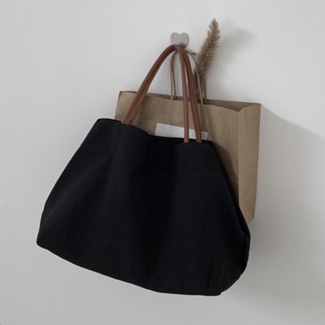 無地 シンプル キャンバス トート バッグ 大きい 黒 丈夫 帆布 canvas