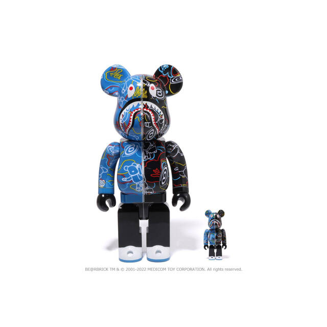 フィギュアBAPE® BE@RBRICK LINE CAMO SHARK100%&400%