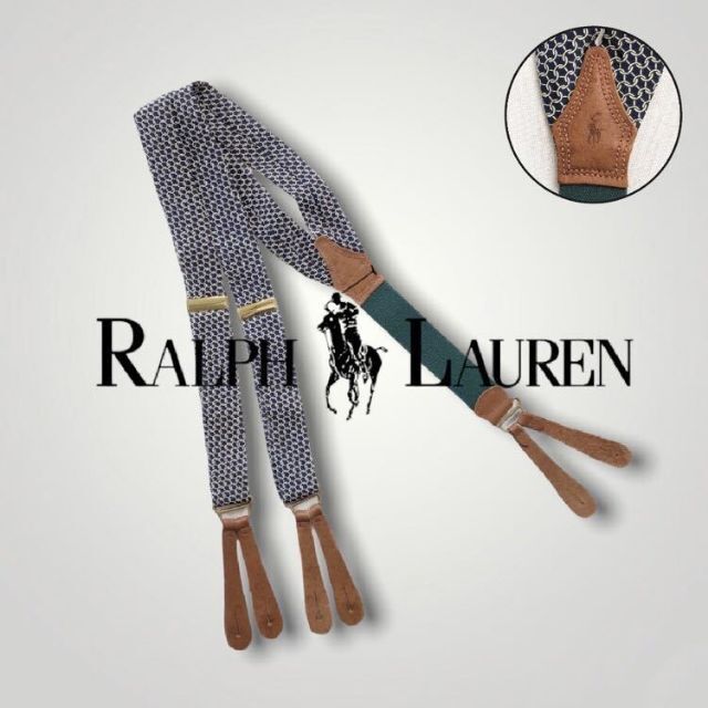 POLO RALPH LAUREN(ポロラルフローレン)の[ 希少 ] ヴィンテージ USA製 ラルフローレン サスペンダー シルク 本革 メンズのファッション小物(サスペンダー)の商品写真