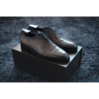 【美品】Berluti　アレッサンドロ　パンチング切替レザー　茶×灰　10