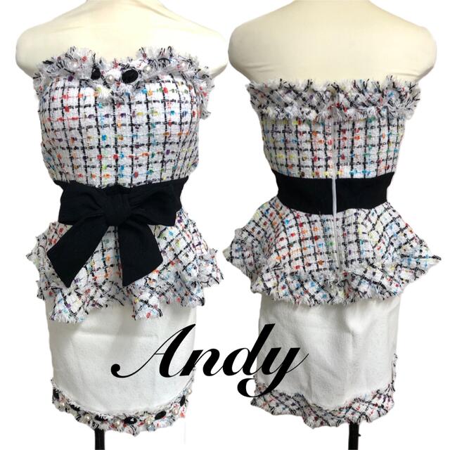 Andy(アンディ)の【未使用タグ付】Andy セットアップ ツイード ドレス Mサイズ レディースのフォーマル/ドレス(ミニドレス)の商品写真