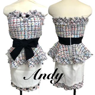 アンディ(Andy)の【未使用タグ付】Andy セットアップ ツイード ドレス Mサイズ(ミニドレス)