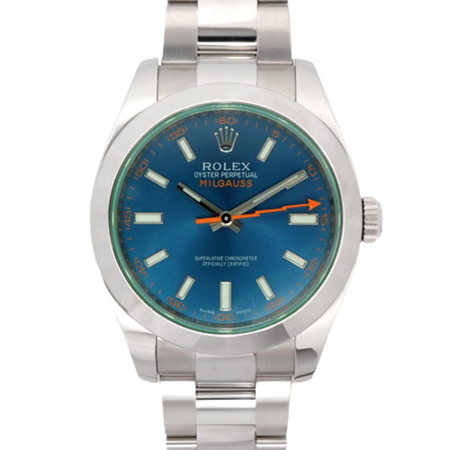 横約400mm腕周りロレックス ミルガウス 自動巻き 腕時計 ステンレススチール SS ブルー ブルー ランダム番 (2016年9月購入） 116400GV(2022年8月現在現行品) メンズ 40802030889【アラモード】