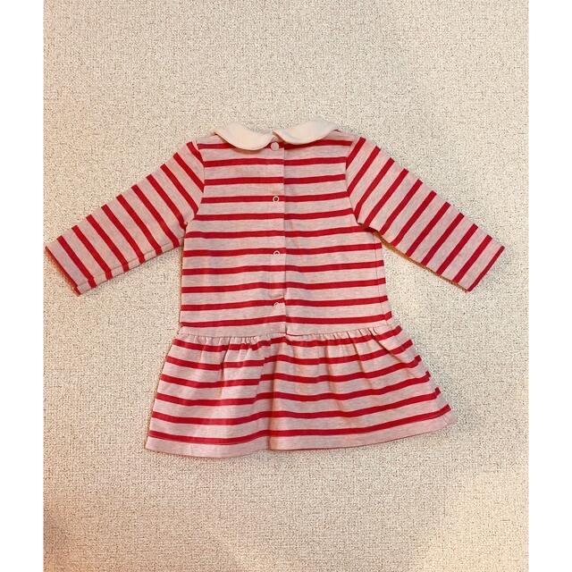 PETIT BATEAU(プチバトー)のプチバトー　ボーダー　ワンピース　12m キッズ/ベビー/マタニティのベビー服(~85cm)(ワンピース)の商品写真