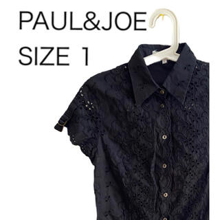 ポールアンドジョー(PAUL & JOE)のPAUL&JOE ポール&ジョー 半袖シャツ ブラウス 刺繍 ブラック サイズ1(シャツ/ブラウス(半袖/袖なし))
