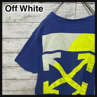 OFF-WHITE オフホワイト バックバイアスラバープリント クルーネック半袖Tシャツ ブルー OMAA038F22JER001