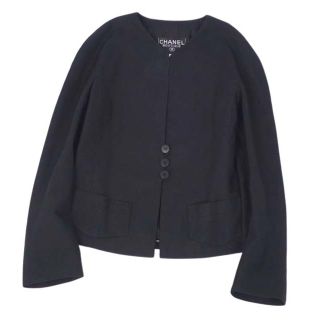 シャネル(CHANEL)のシャネル ジャケット 98S ココマーク ボタン ノーカラー コットン 古着(ブルゾン)