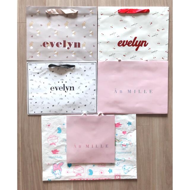 evelyn(エブリン)のエブリン アンミール  ショッパー大小5枚セット♡サンリオデザイン梱包付 レディースのバッグ(ショップ袋)の商品写真