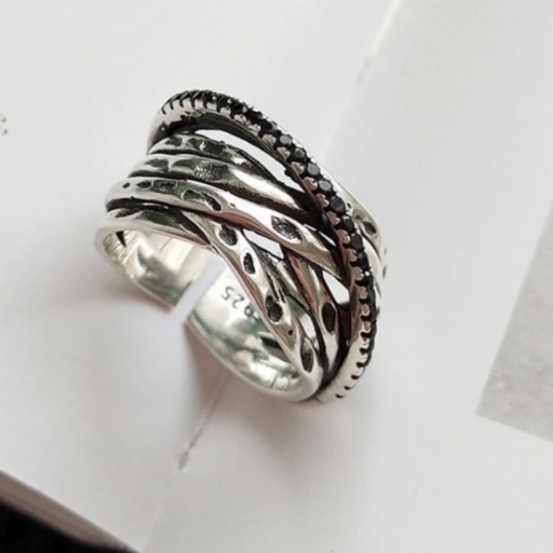 シルバー パワーストーン オニキス リング レディースのアクセサリー(リング(指輪))の商品写真
