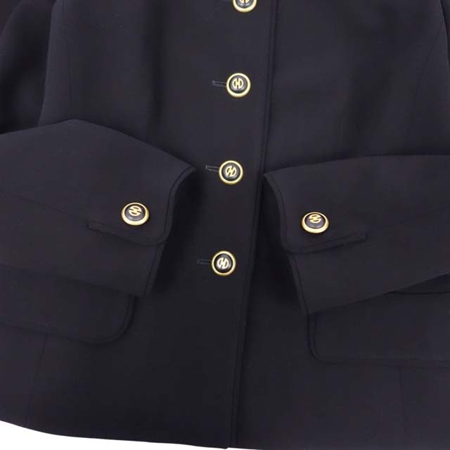 celine(セリーヌ)のセリーヌ ジャケット ウール ノーカラー 金ボタン レディース 古着 レディースのジャケット/アウター(ブルゾン)の商品写真