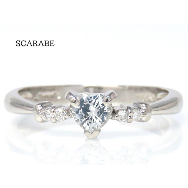 SCARBE スカラベ Pt900 ホワイトトパーズ ダイヤモンド リング - www