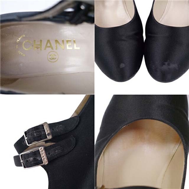 CHANEL(シャネル)のシャネル パンプス ストラップ サテン ヒール シューズ 靴 レディース レディースの靴/シューズ(ハイヒール/パンプス)の商品写真