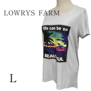 ローリーズファーム(LOWRYS FARM)のLOWRYS FARMローリーズファーム　プリントTシャツ　グレー　L(Tシャツ(半袖/袖なし))