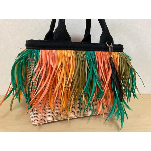 プラダ PRADA 1BG835 かごバッグ フェザー ラタン 羽根 カゴ-
