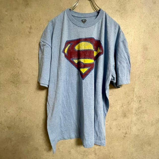 245 USA古着 MARVEL スーパーマン デカロゴ tシャツ ブルー メンズのトップス(Tシャツ/カットソー(半袖/袖なし))の商品写真