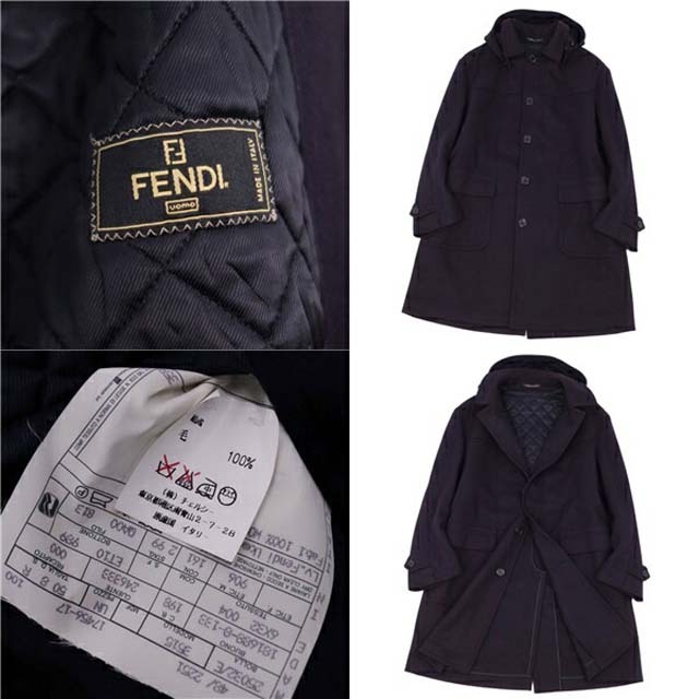 希少　オールド　FENDI フェンディ　ロングコート　オレンジ　刻印入り　40