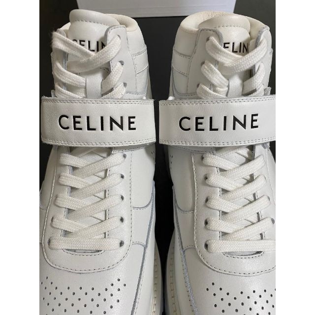 22SS【新品】CELINE セリーヌ ロゴ レザー ハイ スニーカー 43