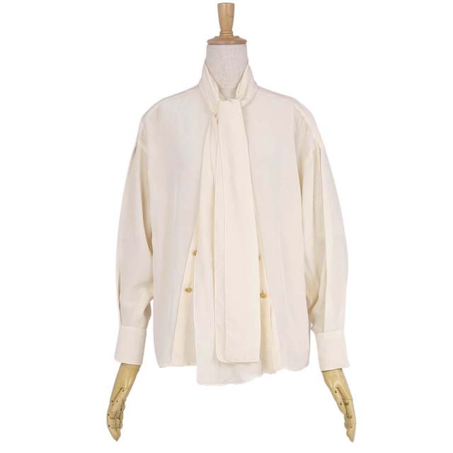 CHANEL - シャネル シャツ ブラウス シルク クローバーボタン CHANEL - シャネル シャツ ブラウス シルク クローバーボタン