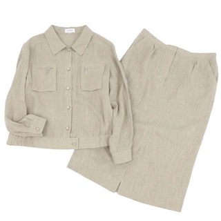 ジバンシィ(GIVENCHY)のジバンシー  セットアップ ジャケット スカート 無地 日本製 リネン 44(スーツ)