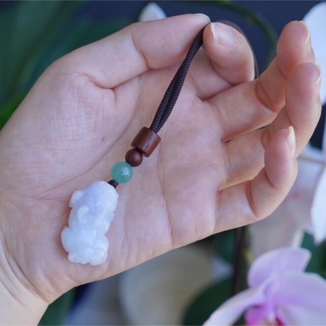 本翡翠 ラベンダー翡翠⭐️貔貅 陰陽眼⭐️ネックレス 新品 - ネックレス