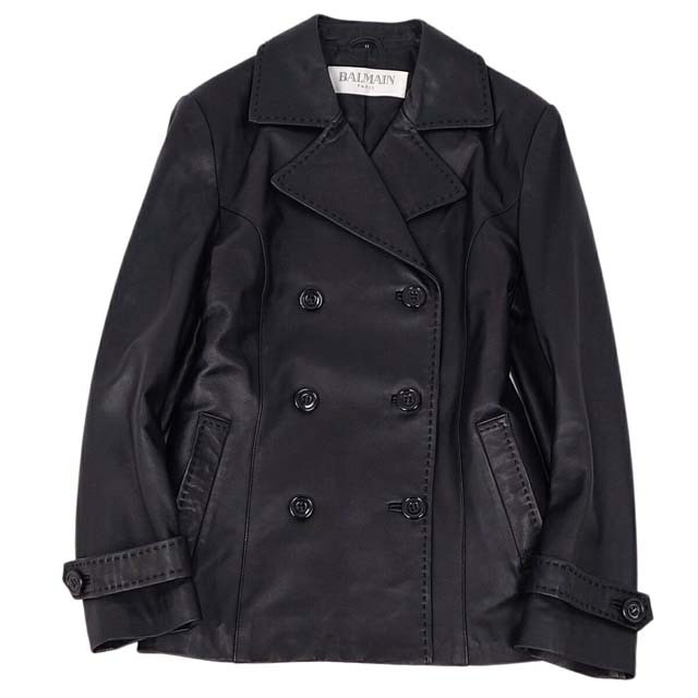 BALMAIN - バルマン コート レザージャケット ラムレザー ダブル BALMAIN - バルマン コート レザージャケット ラムレザー ダブル