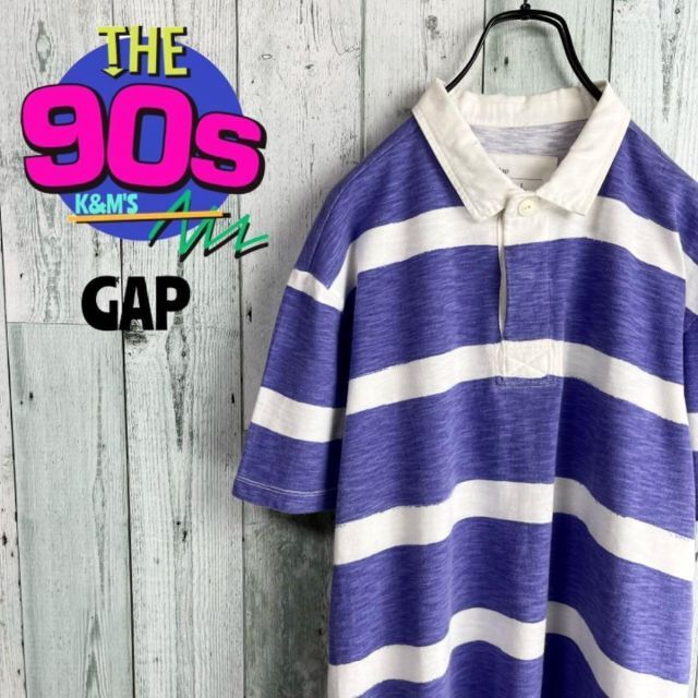 90's GAP ギャップ  太ボーダー　パープル　ラガーシャツ