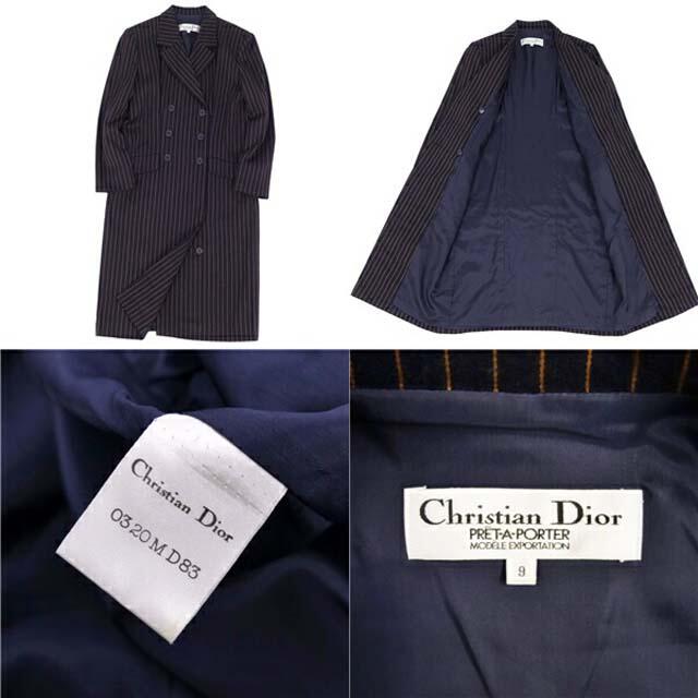 Christian Dior(クリスチャンディオール)のクリスチャンディオール コート ウール ロングコート ストライプ レディース レディースのジャケット/アウター(ブルゾン)の商品写真