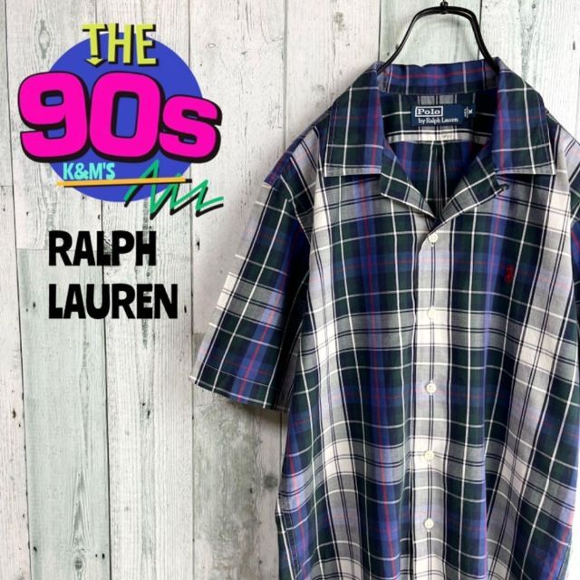 Ralph Lauren - 90's ラルフローレン ポニーロゴ刺繍 オープンカラー