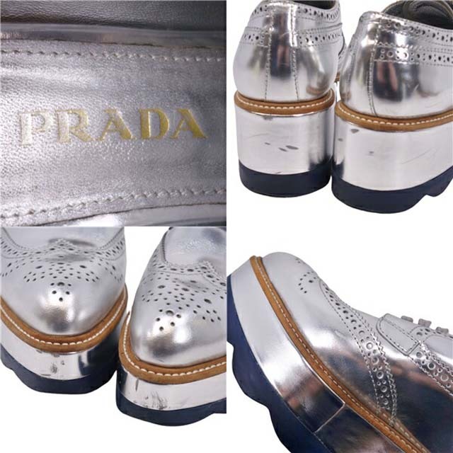 PRADA(プラダ)のプラダ レザーシューズ 厚底 ウィングチップ レザー エナメル レースアップ レディースの靴/シューズ(その他)の商品写真