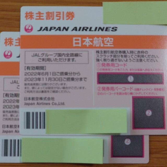 JAL 株主割引券　2枚