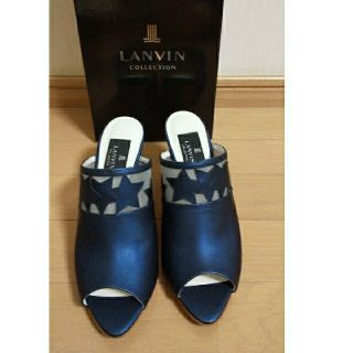 ランバン(LANVIN)の新品　ランバン　ミュール　サンダル　Mサイズ　23㎝　ネイビー 23cm(ミュール)