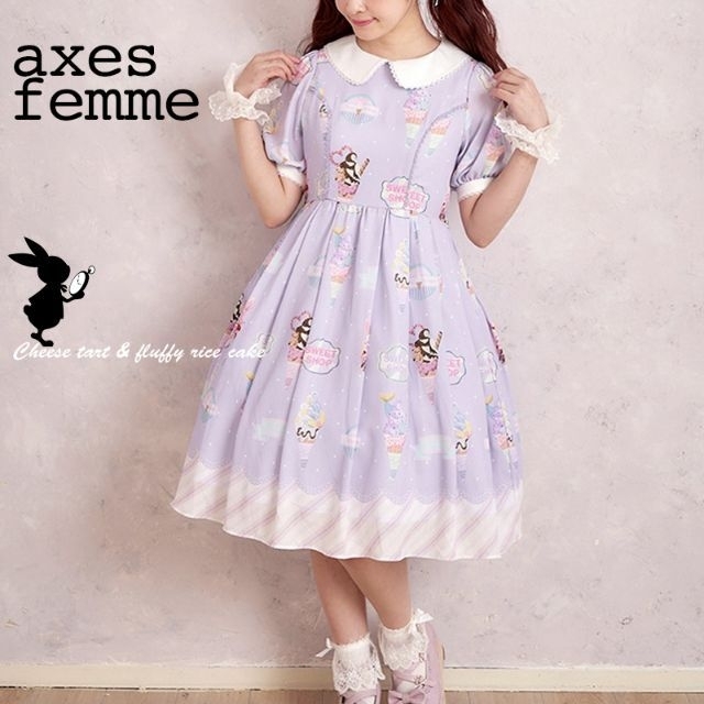 axes femme kawaii アイス柄半袖ワンピース