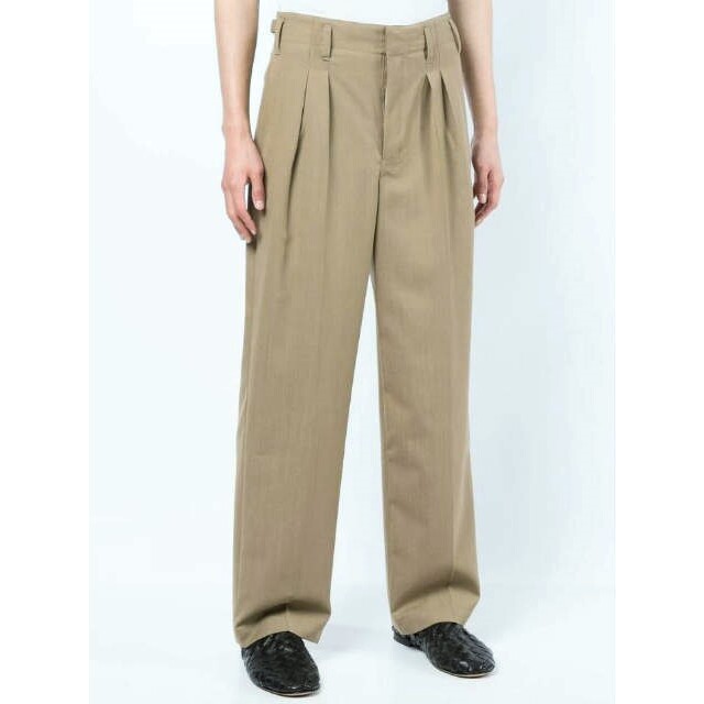 LEMAIRE ルメール 22SS 2PLEATS PANTS ライトトロピカルポリウール 2プリーツパンツ M221 PA187 LF414 46  CAMEL CHINE パンツ スラックス ボタンフライ ボトムス【新古品】【中古】【LEMAIRE】