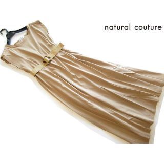 ナチュラルクチュール(natural couture)の新品natural couture ベルト付きタックロングワンピース/BE(ロングワンピース/マキシワンピース)