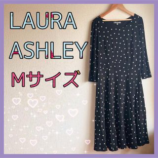 ローラアシュレイ(LAURA ASHLEY)の【美品✨】 LAURA ASHLEY ワンピース 七部袖 ドット柄(ひざ丈ワンピース)