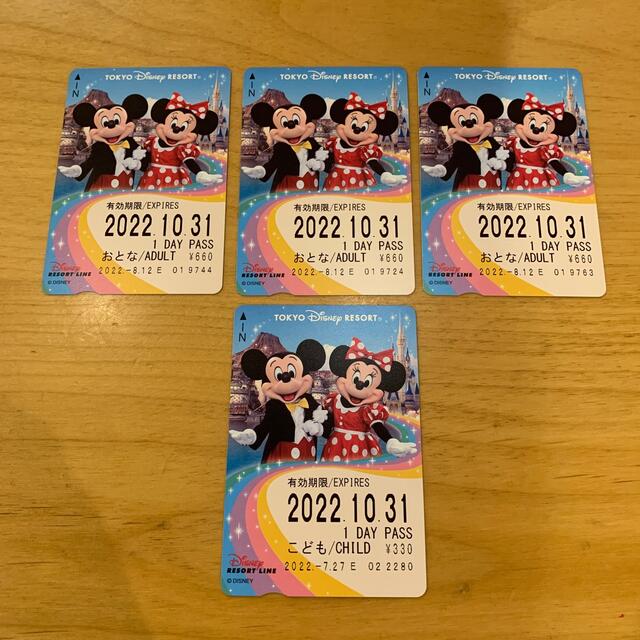 ディズニーリゾートライン　4枚セット チケットの施設利用券(遊園地/テーマパーク)の商品写真