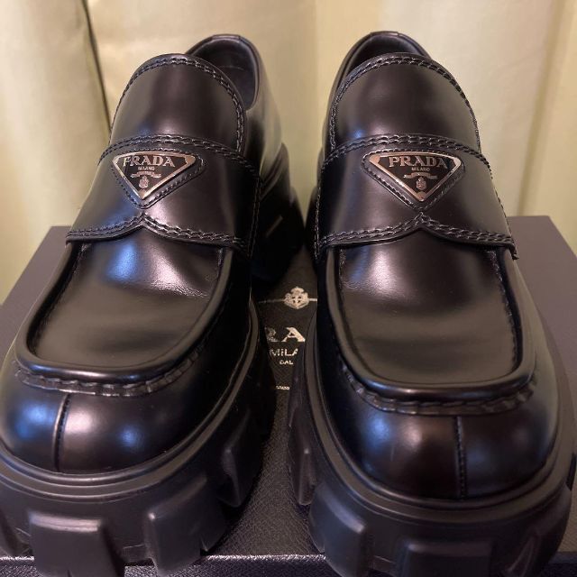 PRADA モノリスブラッシュドレザーローファー 23.5cm / プラダ